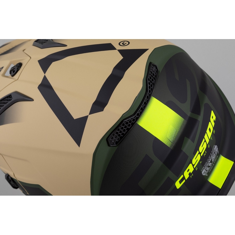 Casco moto da cross da bambino Cassida Cross Cup 2 Napa Matte Sand-Green-Fluo Yellow-Black