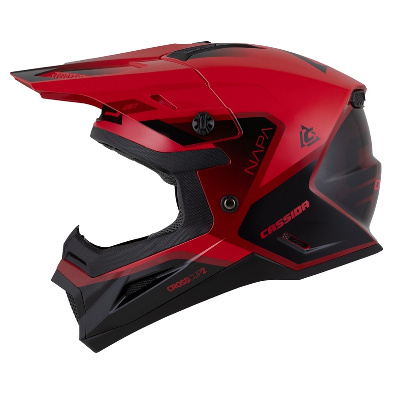 Casco moto motocross da bambino Cassida Cross Cup 2 Napa Pearl Rosso-Viola-Nero