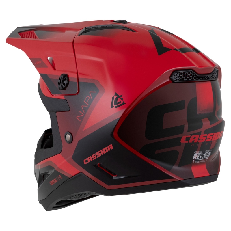 Casco moto motocross da bambino Cassida Cross Cup 2 Napa Pearl Rosso-Viola-Nero
