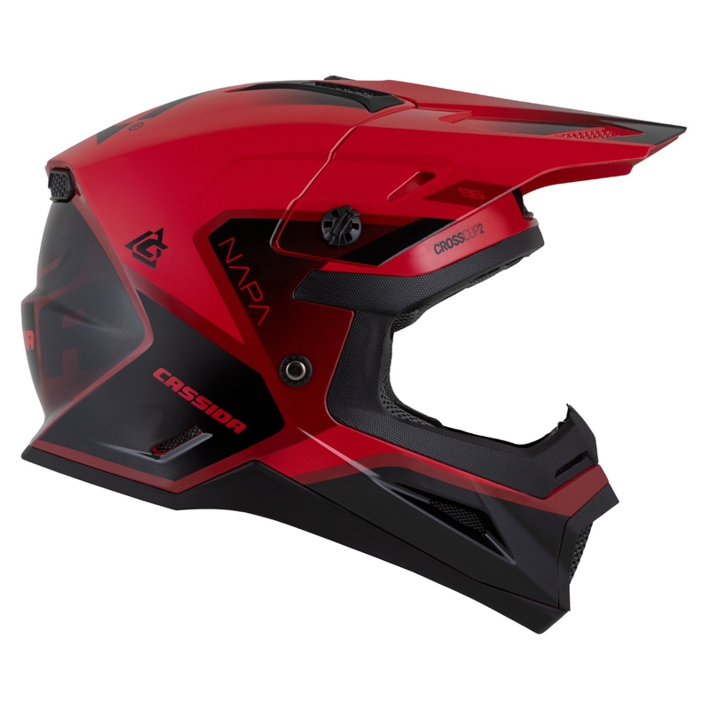 Casco moto motocross da bambino Cassida Cross Cup 2 Napa Pearl Rosso-Viola-Nero