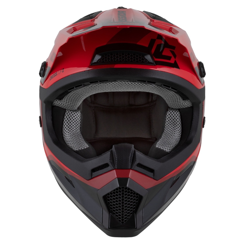Casco moto motocross da bambino Cassida Cross Cup 2 Napa Pearl Rosso-Viola-Nero