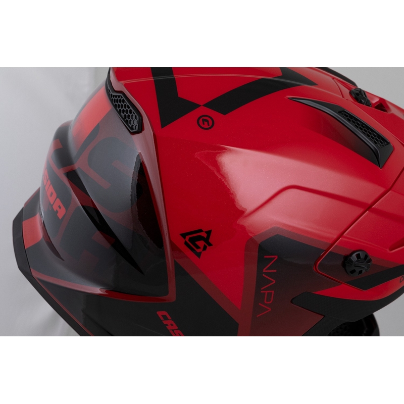 Casco moto motocross da bambino Cassida Cross Cup 2 Napa Pearl Rosso-Viola-Nero