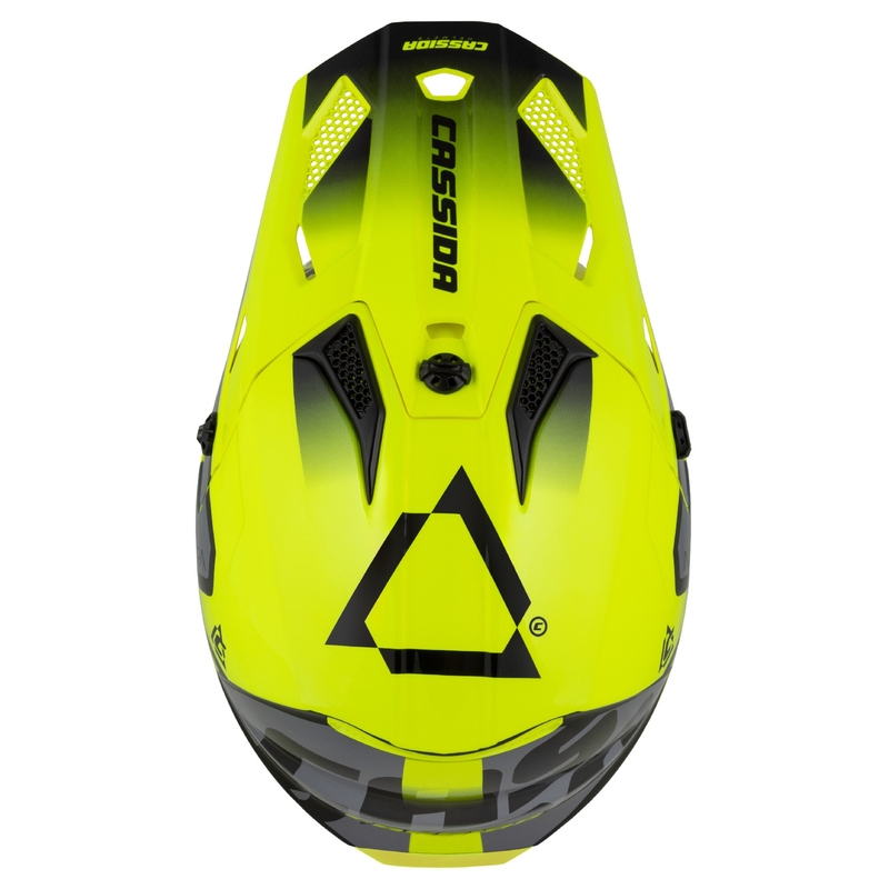 Casco motocross da bambino Cassida Cross Cup 2 Napa Fluo Giallo-Nero-Grigio Perla