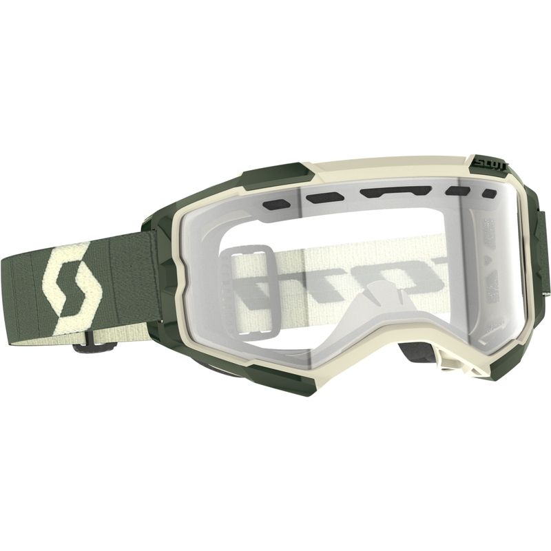 Occhiali da motocross SCOTT Fury Enduro color kaki con plexiglass trasparente