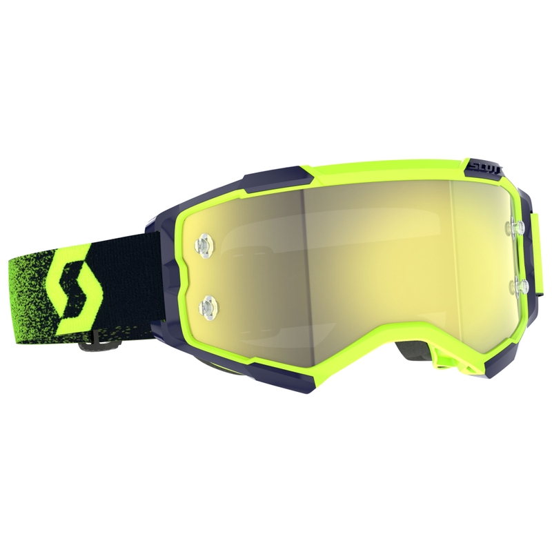 Occhiali motocross SCOTT Fury CH verde-giallo fluo con plexiglass a specchio
