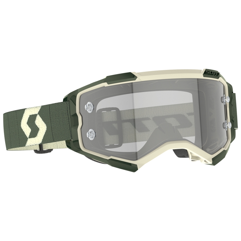 Occhiali da motocross SCOTT Fury LS kaki con plexiglass grigio