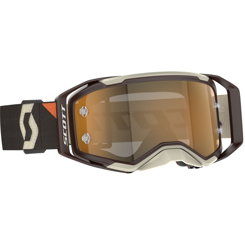 Occhiali da motocross SCOTT Prospect 2.0 AMP marrone scuro-beige con plexiglass dorato