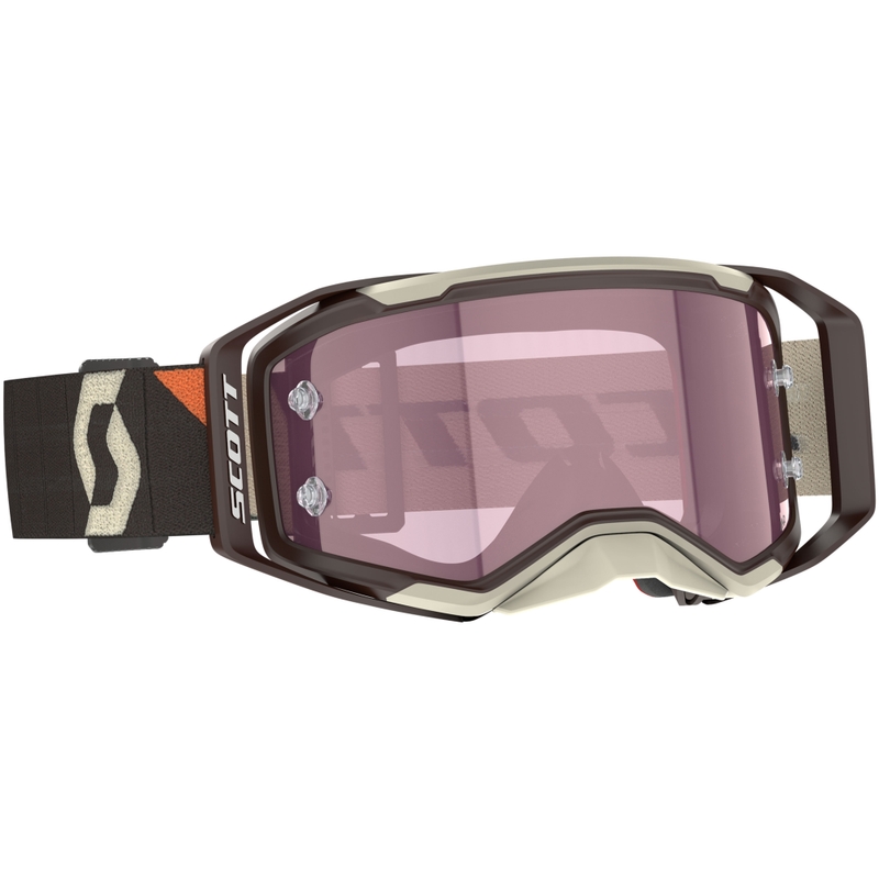 Occhiali motocross SCOTT Prospect 2.0 AMP marrone scuro-beige con plexiglass rosa