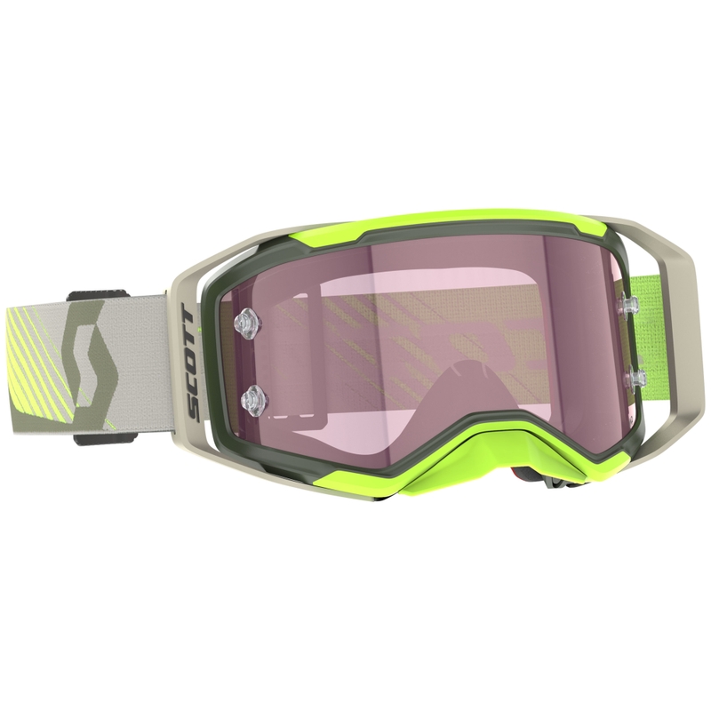 Occhiali motocross SCOTT Prospect 2.0 AMP giallo kaki-fluo con plexiglass rosa