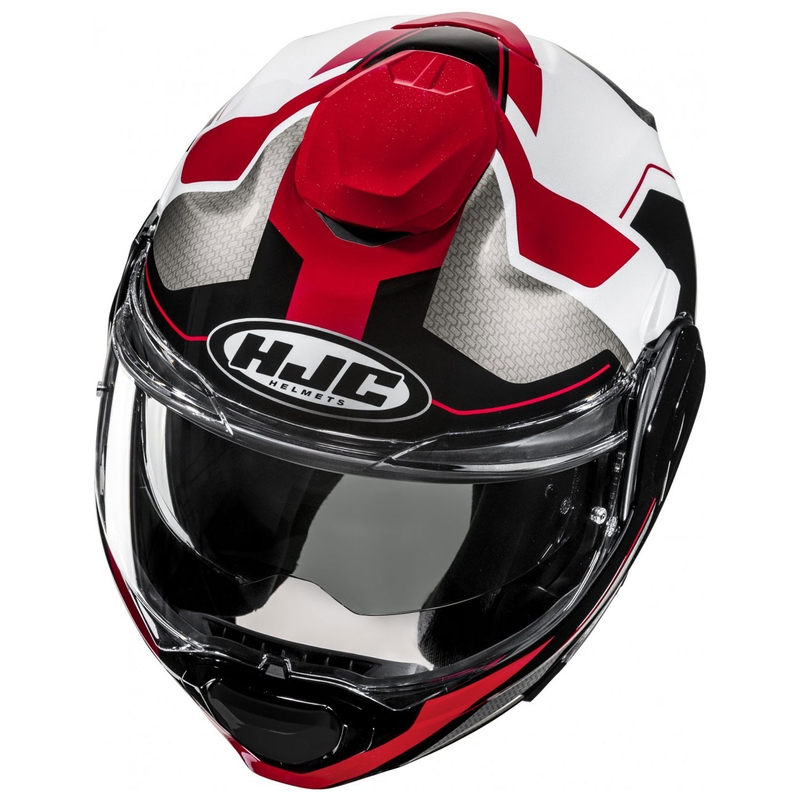 Casco moto apribile HJC F100 Bios MC1 grigio-nero-rosso