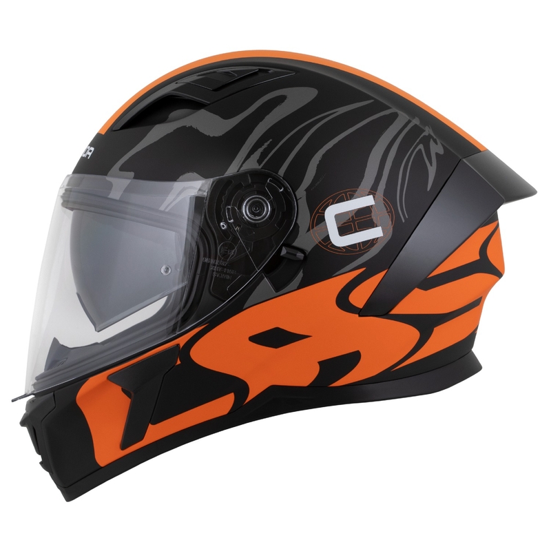 Casco integrale Cassida Orbit Multivers nero opaco-arancio-grigio-bianco
