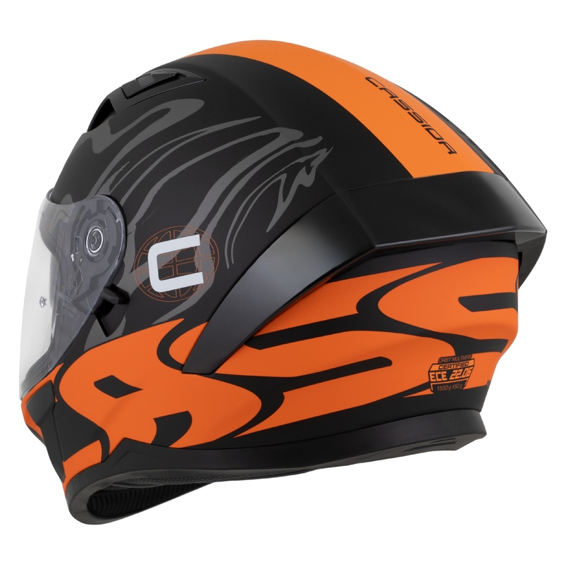 Casco integrale Cassida Orbit Multivers nero opaco-arancio-grigio-bianco