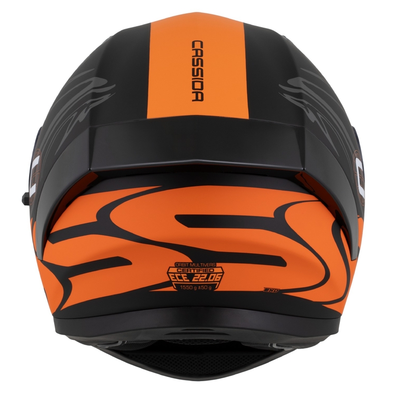 Casco integrale Cassida Orbit Multivers nero opaco-arancio-grigio-bianco