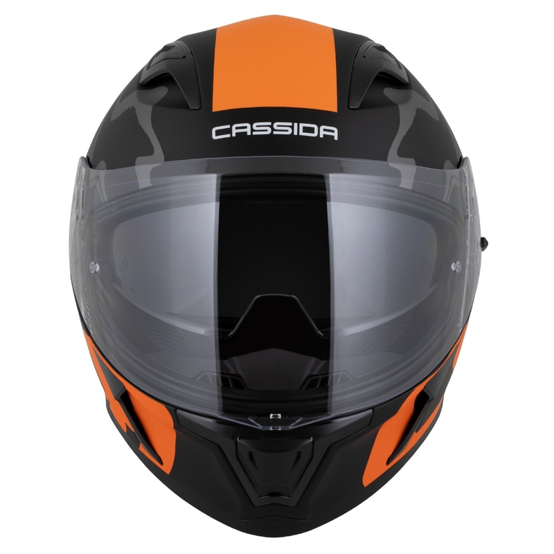 Casco integrale Cassida Orbit Multivers nero opaco-arancio-grigio-bianco
