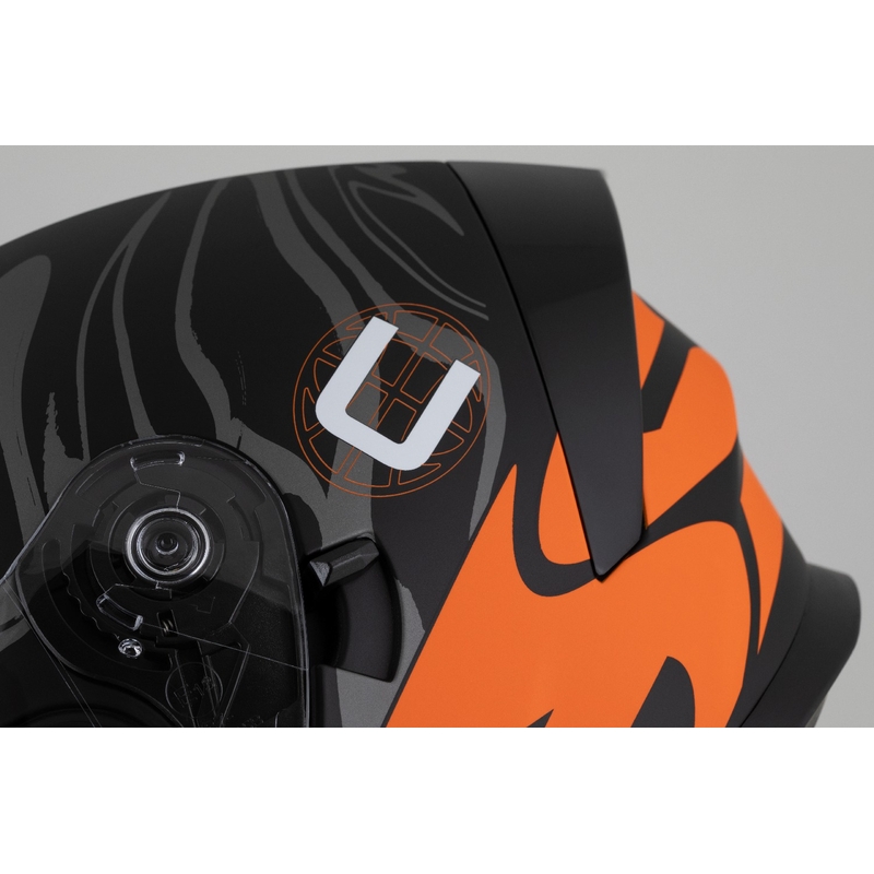 Casco integrale Cassida Orbit Multivers nero opaco-arancio-grigio-bianco