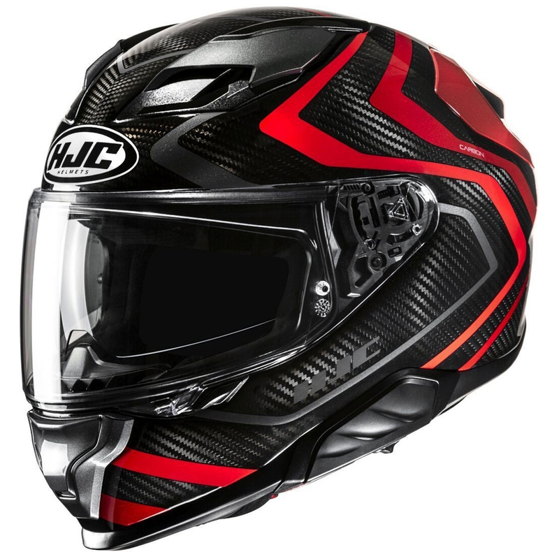 Casco integrale da moto HJC F71 Carbon Nevio MC1 nero-rosso