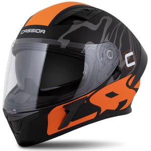 Casco integrale Cassida Orbit Multivers nero opaco-arancio-grigio-bianco