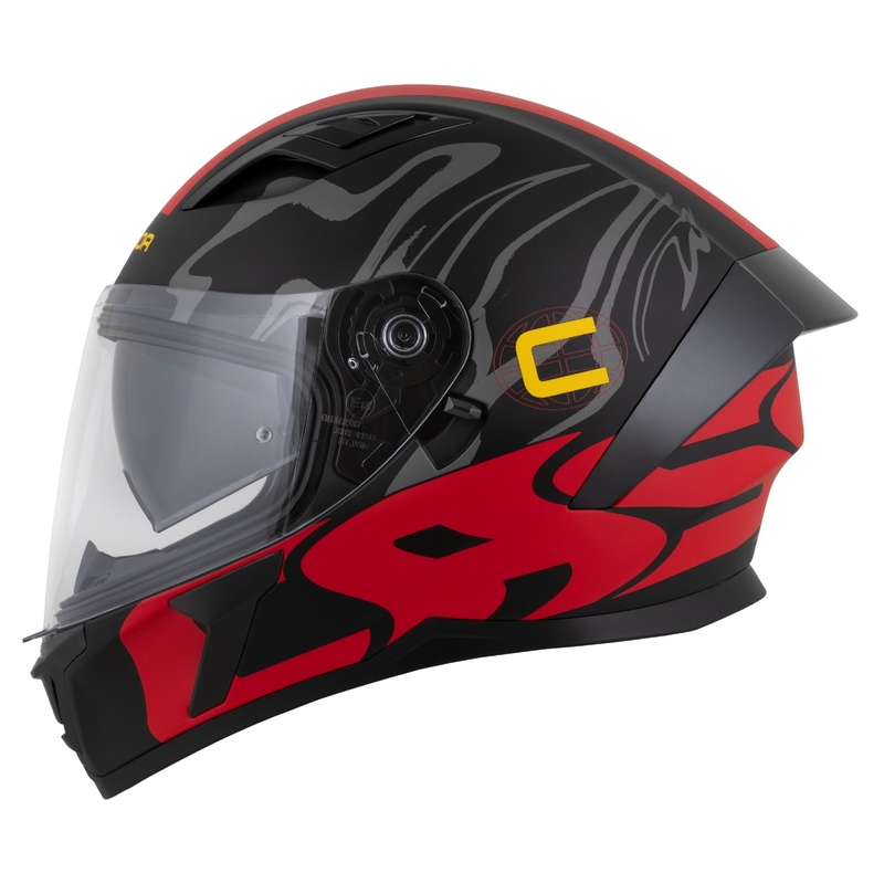 Casco integrale Cassida Orbit Multivers nero opaco-rosso-grigio-giallo