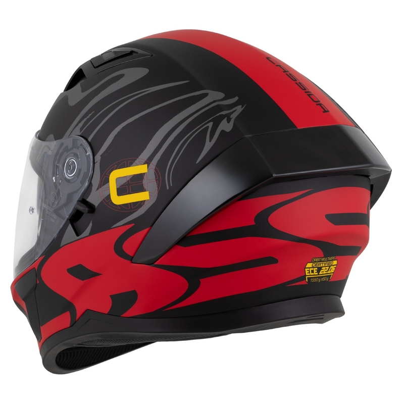 Casco integrale Cassida Orbit Multivers nero opaco-rosso-grigio-giallo