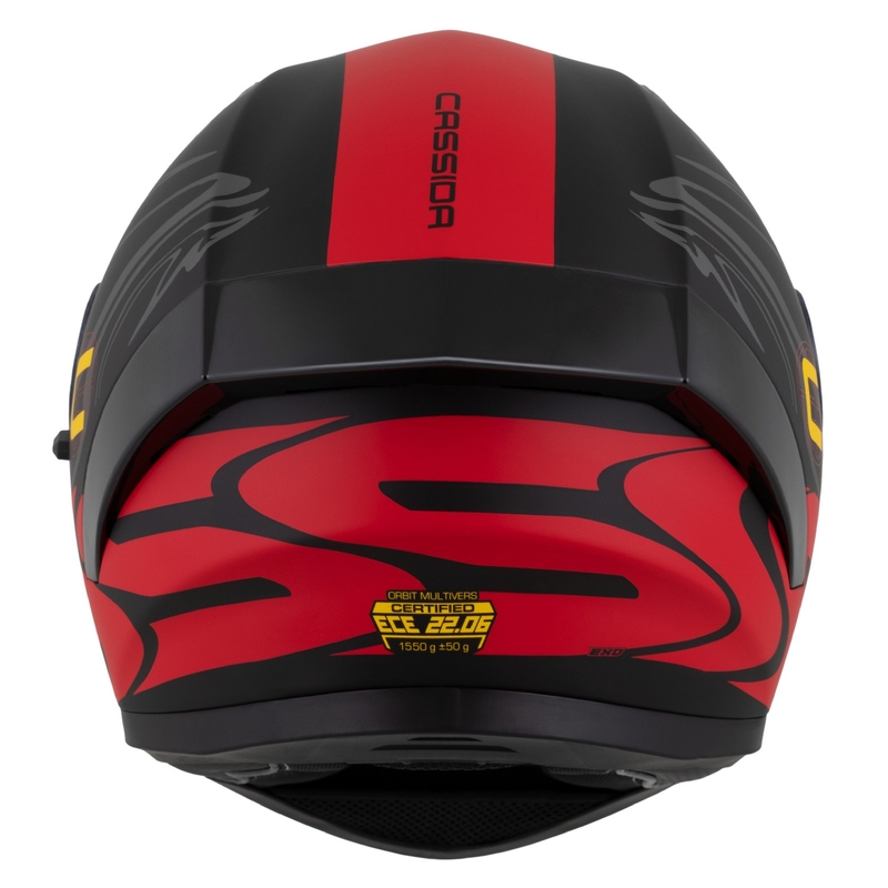 Casco integrale Cassida Orbit Multivers nero opaco-rosso-grigio-giallo