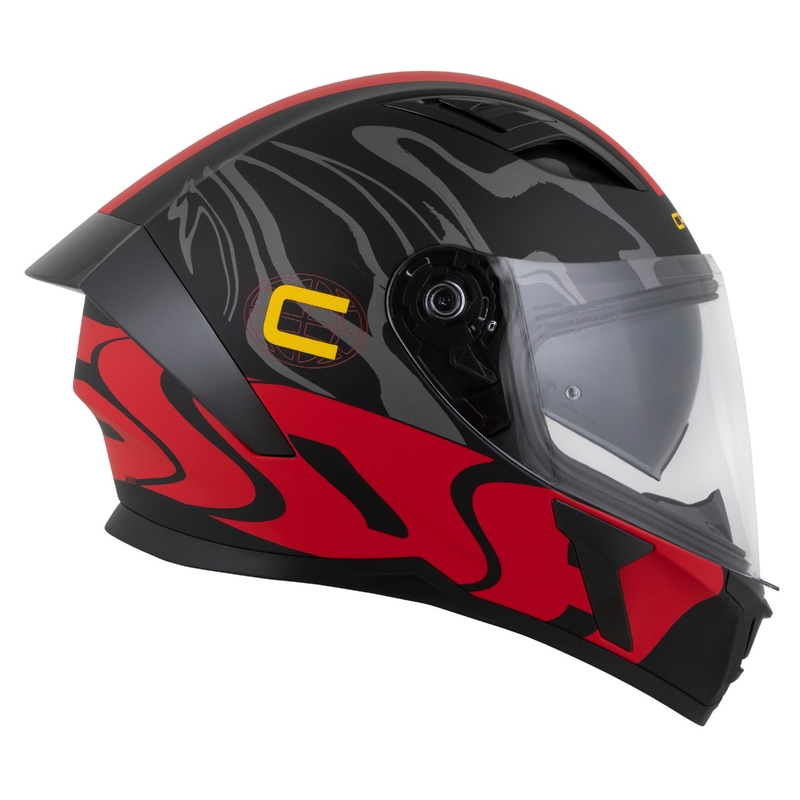Casco integrale Cassida Orbit Multivers nero opaco-rosso-grigio-giallo