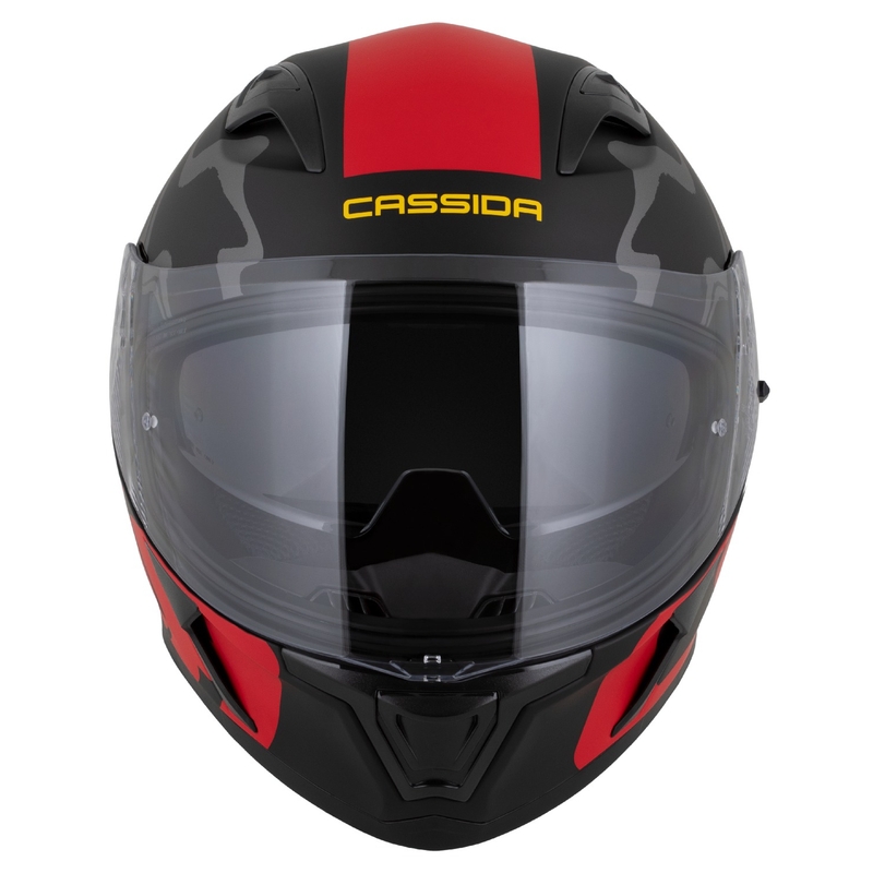 Casco integrale Cassida Orbit Multivers nero opaco-rosso-grigio-giallo