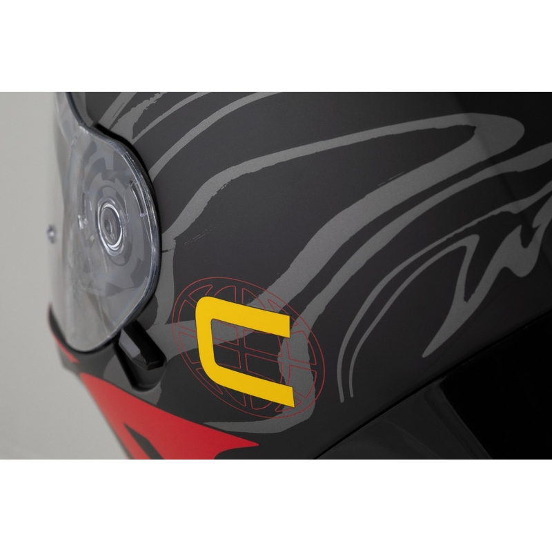 Casco integrale Cassida Orbit Multivers nero opaco-rosso-grigio-giallo