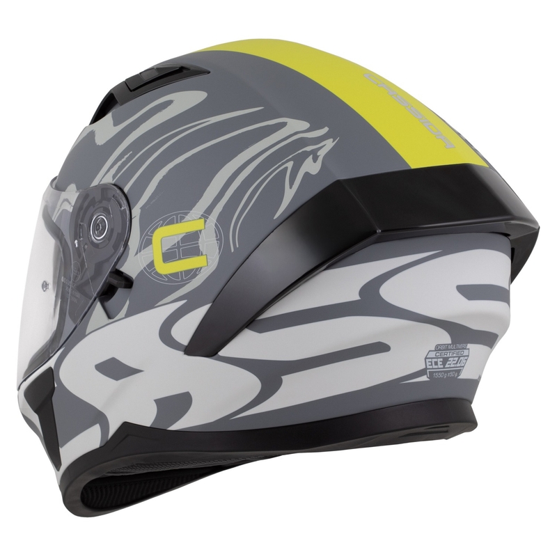 Casco integrale Cassida Orbit Multivers grigio opaco-giallo fluo-nero
