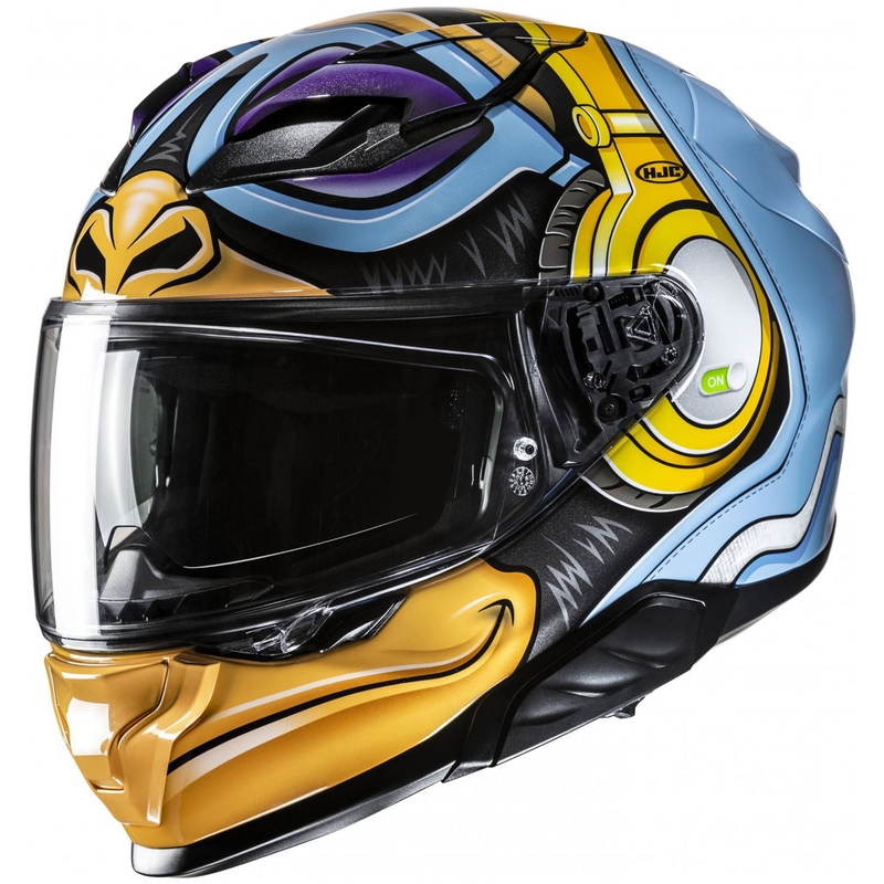 Casco integrale da moto HJC F71 Monkey DJ MC23 blu-giallo