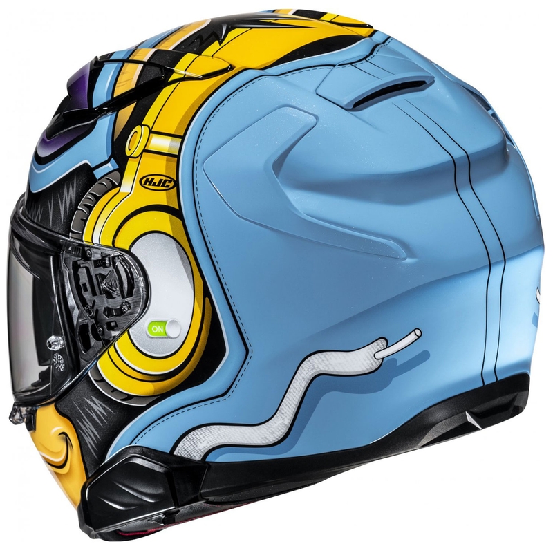 Casco integrale da moto HJC F71 Monkey DJ MC23 blu-giallo