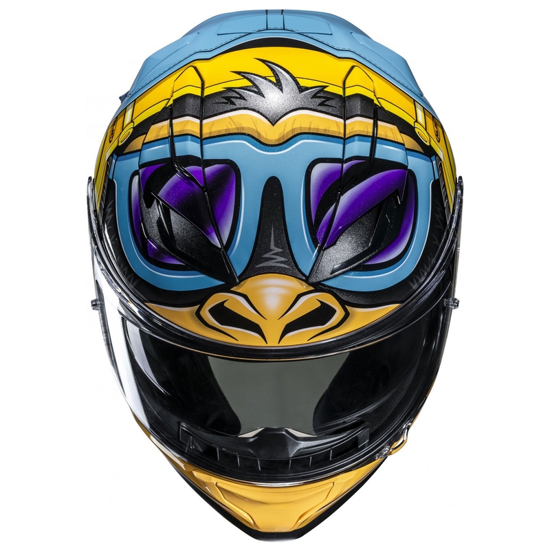 Casco integrale da moto HJC F71 Monkey DJ MC23 blu-giallo