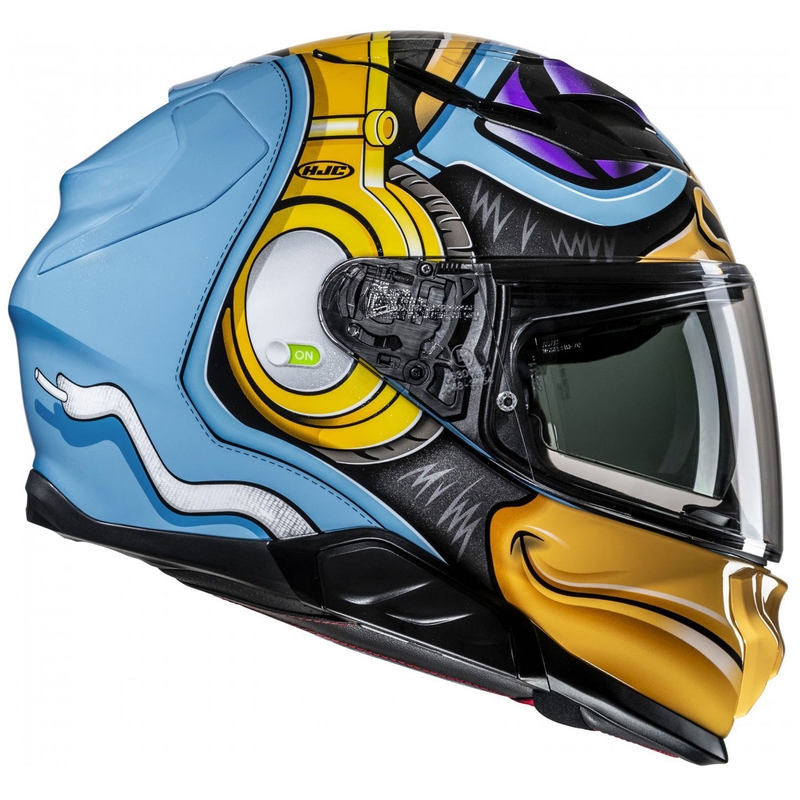Casco integrale da moto HJC F71 Monkey DJ MC23 blu-giallo