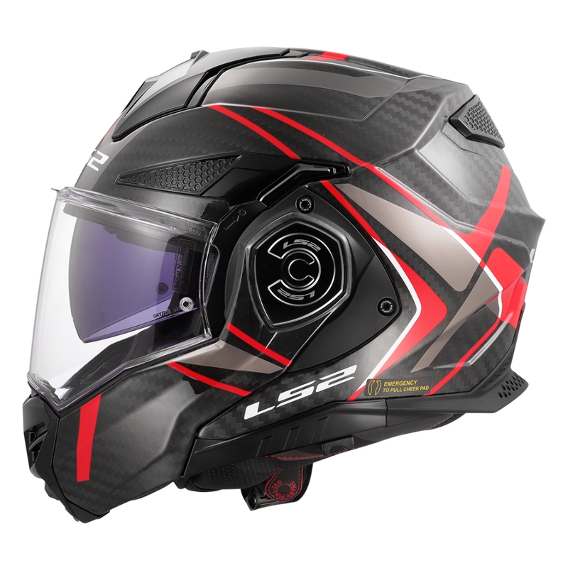 Casco moto modulare LS2 FF901 Advant XC Future II nero-rosso