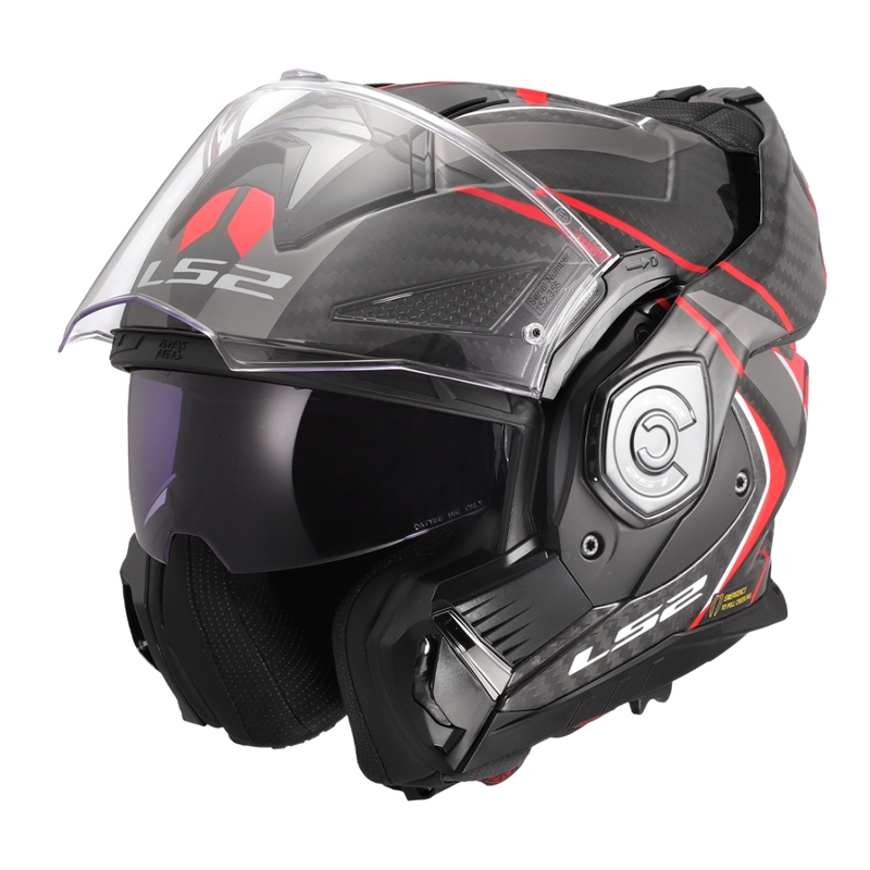 Casco moto modulare LS2 FF901 Advant XC Future II nero-rosso