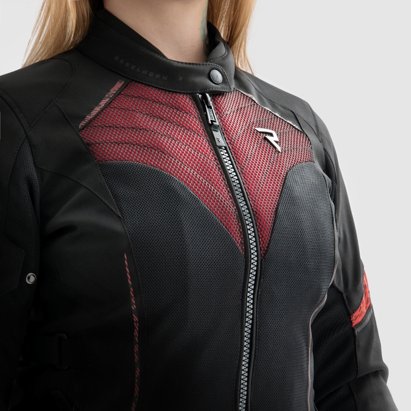 Giacca moto da donna Rebelhorn Jax nero-rosso