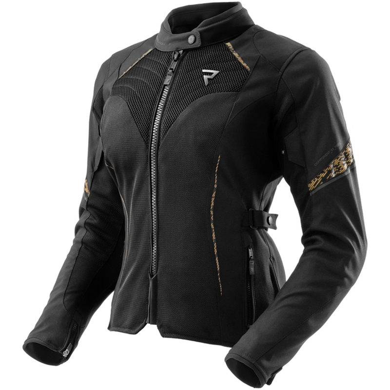 Giacca moto da donna Rebelhorn Jax nera e oro