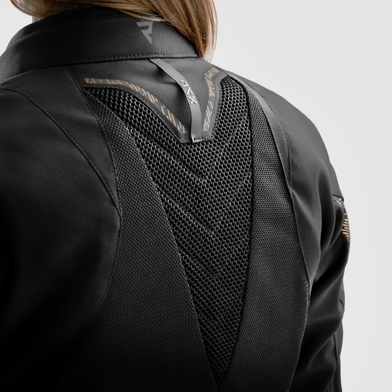 Giacca moto da donna Rebelhorn Jax nera e oro