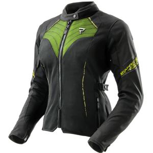 Giacca moto da donna Rebelhorn Jax nero-giallo fluo