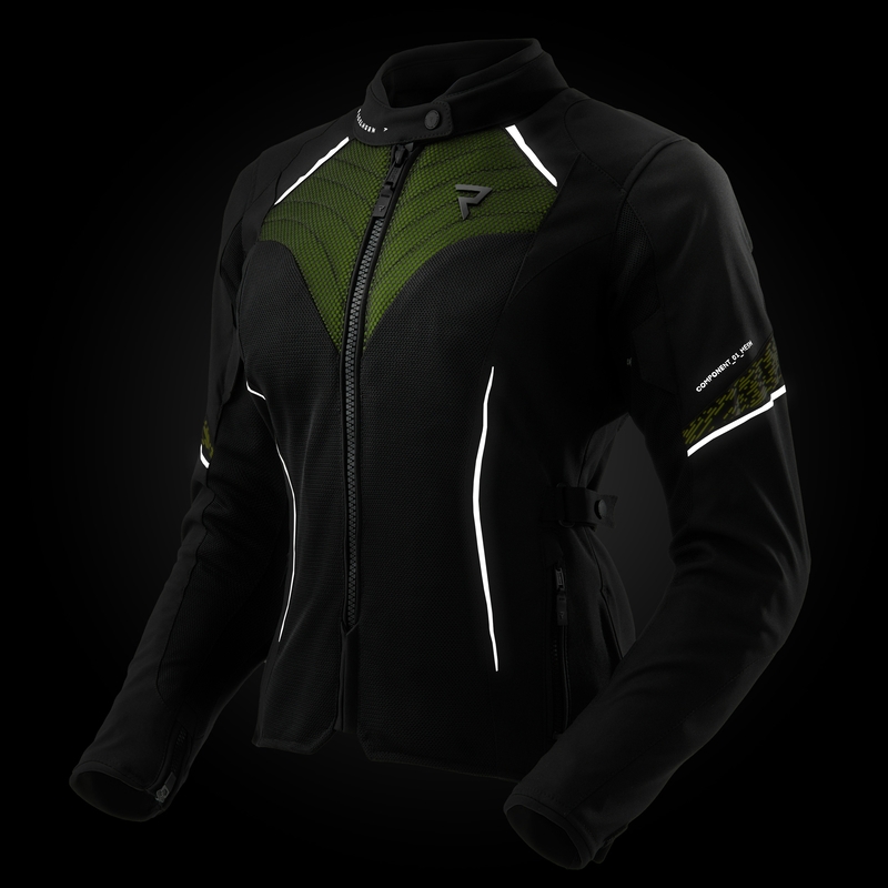 Giacca moto da donna Rebelhorn Jax nero-giallo fluo