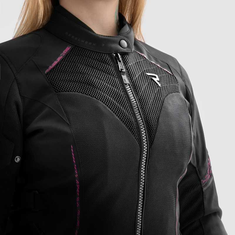 Giacca moto da donna Rebelhorn Jax nero-rosa