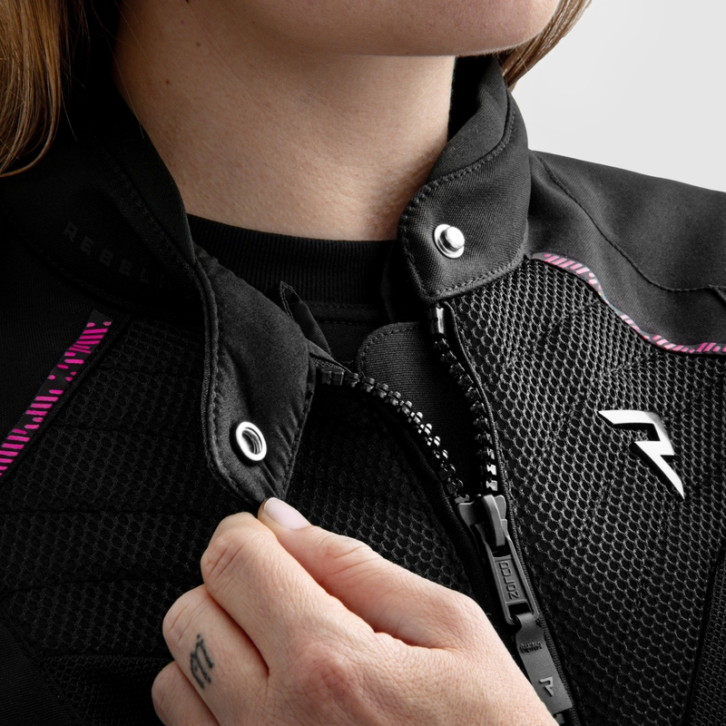 Giacca moto da donna Rebelhorn Jax nero-rosa