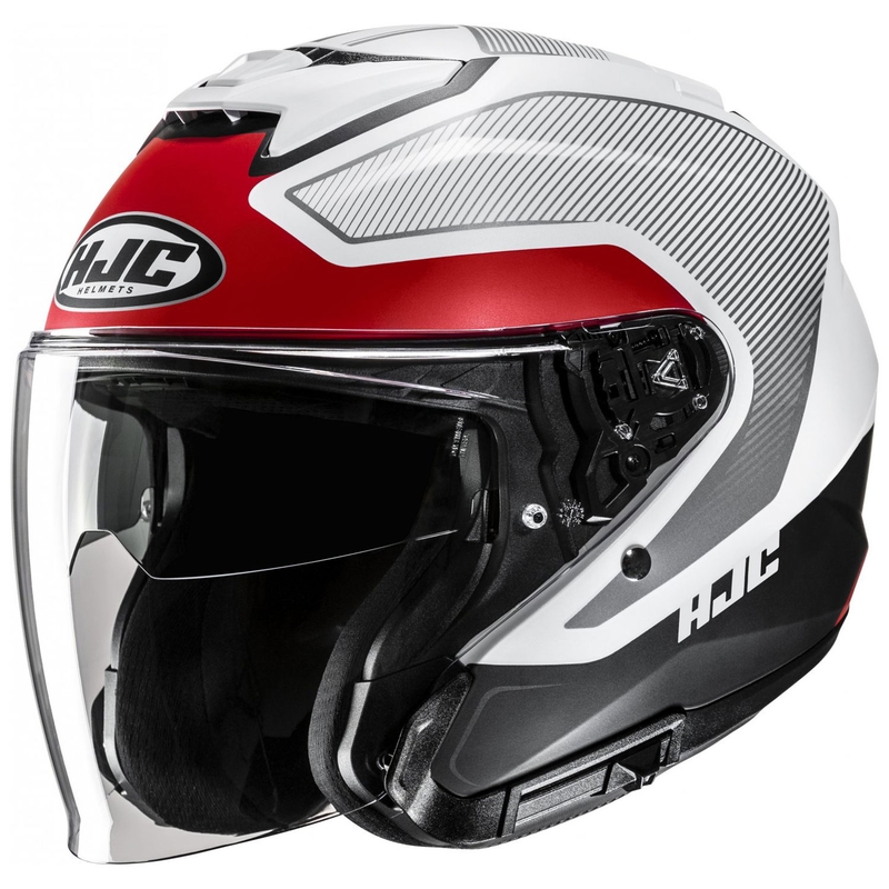 Casco moto aperto HJC i31 Tevis MC1SF bianco-nero-rosso