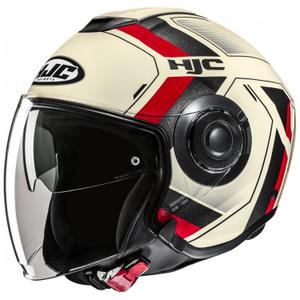 Casco moto aperto HJC i40N Velu MC1 beige-nero-rosso