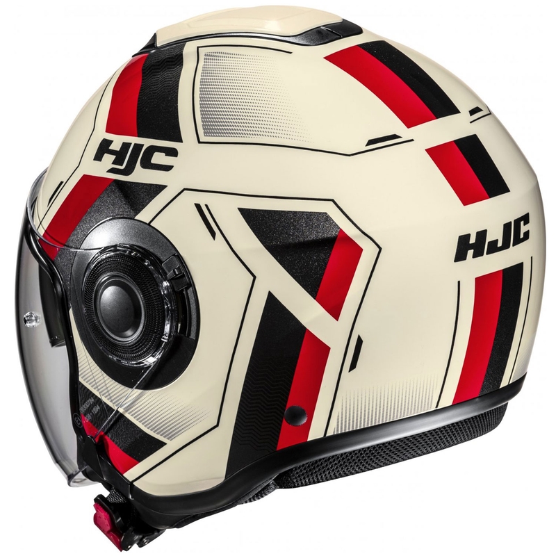 Casco moto aperto HJC i40N Velu MC1 beige-nero-rosso