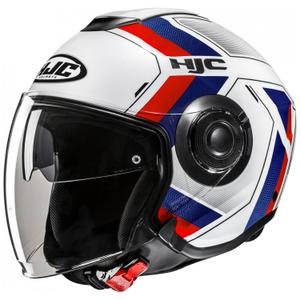Casco moto aperto HJC i40N Velu MC21 bianco-blu-rosso