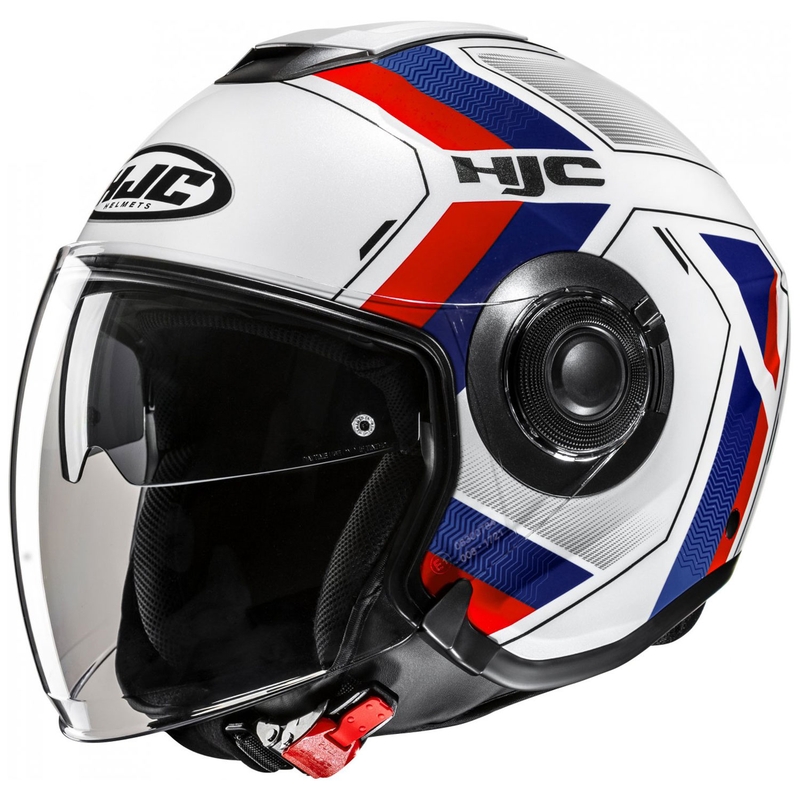 Casco moto aperto HJC i40N Velu MC21 bianco-blu-rosso