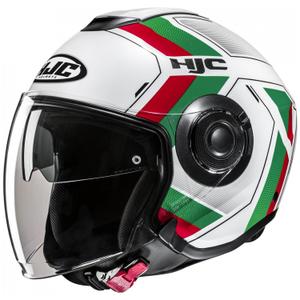 Casco moto aperto HJC i40N Velu MC41 bianco-verde-rosso