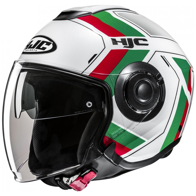 Casco moto aperto HJC i40N Velu MC41 bianco-verde-rosso