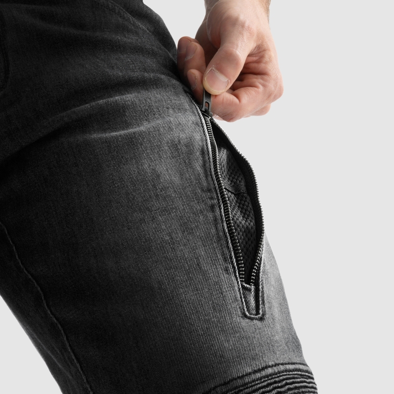 Jeans da motociclista Rebelhorn Vandal Mono, neri lavati
