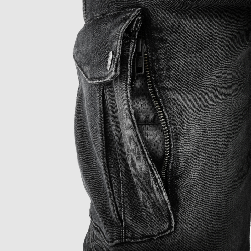 Jeans da motociclista Rebelhorn Vandal Mono, neri lavati